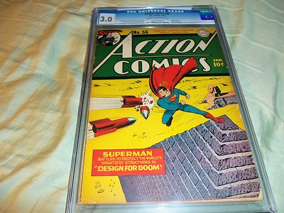 Action 56  CGC 30  Great Superman War Cover  1943