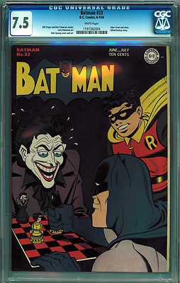 BATMAN 23 CGC 75 WHITE PAGES GOLDEN AGE CLASSIC JOKER COVER ROBIN