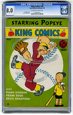 King Comics 26 CGC 80 OWW HIGHEST GRADED Popeye Joe Musial Golden Age Comic