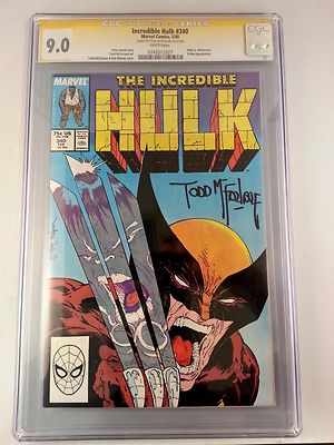 Incredible Hulk 340 CGC 908  VFNM Hulk Wolverine Signed Todd McFarlane