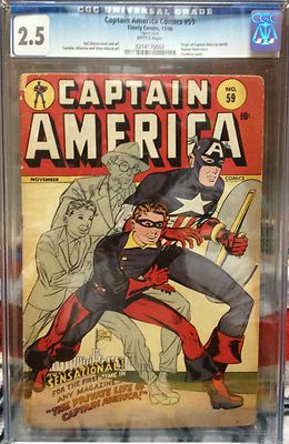 CAPTAIN AMERICA COMICS 59 CGC 25 Golden Age Beauty and RARE Winter Soldier 