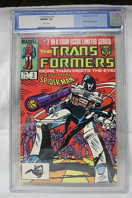 Transformers 3 1985 Marvel Comics CGC 98 white pages with SpiderMan 
