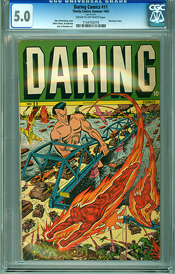 Daring Comics 11 CGC 50 Timely Alex Schomburg WWII Cover SubMariner Human Torch