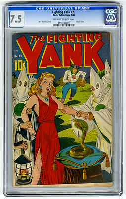 Fighting Yank 23 CGC 75 OWW Schomburg Nedor Golden Age Comic Good Girl