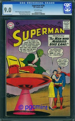 SUPERMAN 136 CGC VFNM 90  2nd Highest CGC Grade  RARE  1960