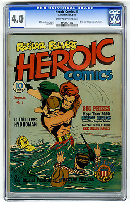 Heroic Comics 1  5 BOTH CGC Reglar Fellers Hydoman Everett Golden Age