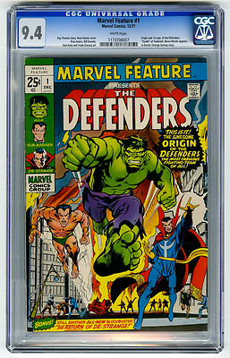 Marvel Feature 1 CGC 94 Origin  1st Defenders Hulk Marvel Bronze Age Comic