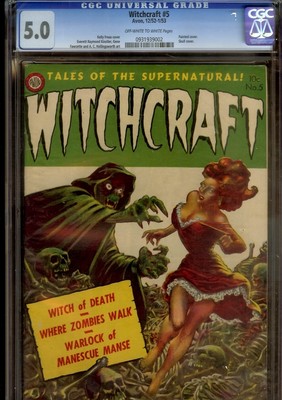 WITCHCRAFT 5 CGC 50 PAINTED SKULL COVER 1953 AVON COMIC