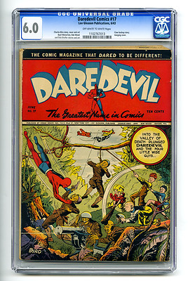 Daredevil Comics 17 CGC 60 OWW Hanging Cover Wolverton Lev Gleason Golden Age