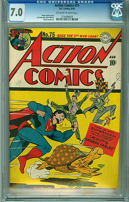 Action Comics 75 CGC 70 FVF OWW DC 1944 Superman