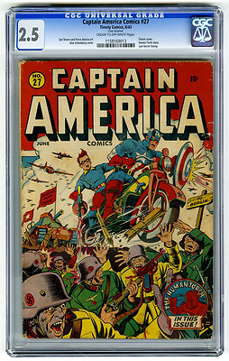 Captain America Comics 27 CGC 25 Torch WWII Nazi Schomburg Timely Golden Age