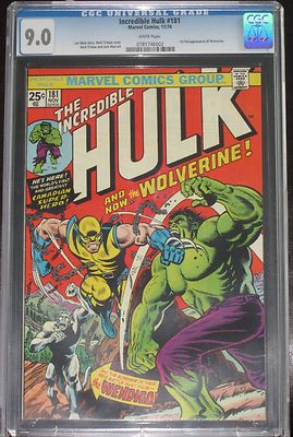 THE INCREDIBLE HULK 181 CGC 90 Nov 1974 Marvel 1ST APPEARANCE OF WOLVERINE