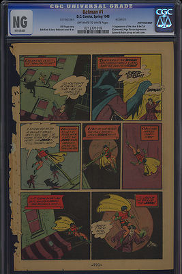 Batman 1 Second Joker Story Page 31 Only CGC Graded OWW DC Comics 1940