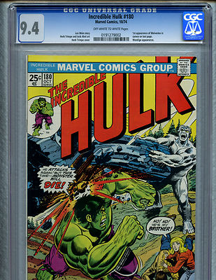 INCREDIBLE HULK 180 CGC 94 NM 1974 vintage collectible Bronze Age comic book