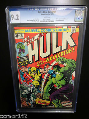 Incredible Hulk  181 CGC 92  WHITE pgs Key Origin 1 st Wolverine Unrestored