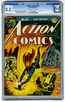 Action Comics 61 CGC 85 2nd HIGHEST OWW Superman Classic Cover Siegel DC Comic