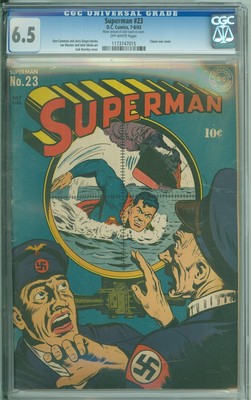 Superman 23 CGC 65 FN Off White DC 1943 Classic WWII Nazi War Periscope Cover 