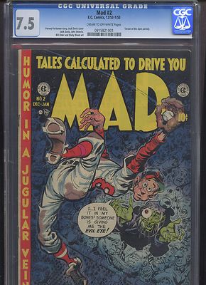 MAD 2 EC Comics 1952 CREAM to OFF WHITE Pages CGC 75