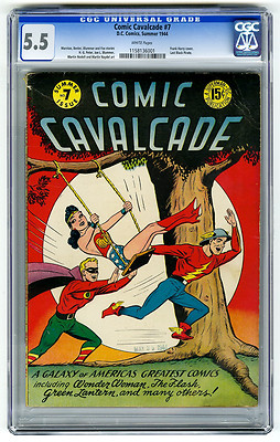 Comic Cavalcade 7 CGC 55 WHITE Wonder Woman Green Lantern Flash DC Golden Age