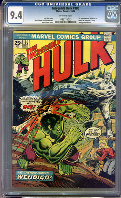 Incredible Hulk 180 CGC 94 NM Universal No Reserve