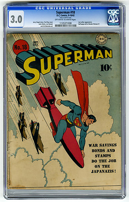 Superman 18 CGC 30 OWW Lex Luthor App Fred Ray DC Golden Age Comic Action