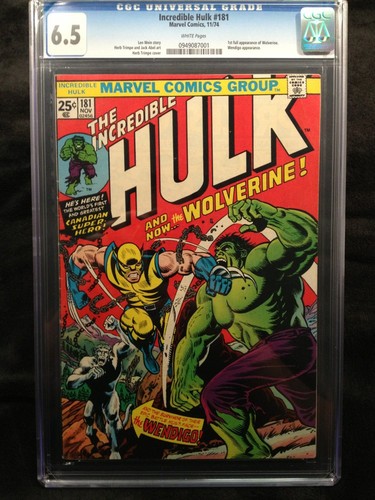 CGC 65 INCREDIBLE HULK 181  1st WOLVERINE  white pages no reserve