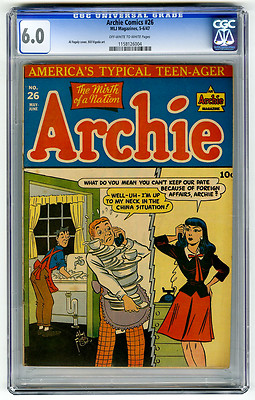 Archie Comics 26 CGC 60 OWW Jughead Fagaly Vigoda MLJ Golden Age Comic