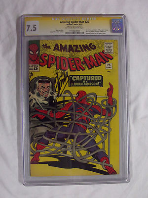 AMAZING SPIDERMAN 25 CGC SS 75 VF SIGNED BY STAN LEE