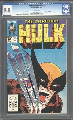 INCREDIBLE HULK 340 CGC 98 1988 WHITE PAGES WOLVERINE