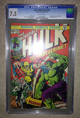 Incredible Hulk Vol 1 181 November 1974 FIRST WOLVERINE CGC VF 75