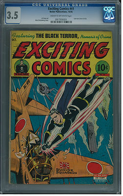 CGC 35  EXCITING COMICS 41  CLASSIC SCHOMBURG WAR COVER  1945  SCARCE