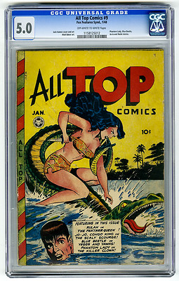 All Top Comics 9 CGC 50 JoJo Phantom Lady Kamen Baker Fox Golden Age Jungle