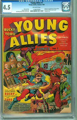 Young Allies 1 CGC 45 VG OW Timely 1941 Jack Kirby Red Skull Hitler Cover