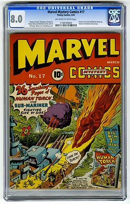 Marvel Mystery Comics 17 CGC 80 2nd HIGHEST Human Torch WWII Schomburg Timely