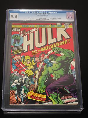 THE INCREDIBLE HULK 181 CGC 94  FIRST FULL APPEARANCE OF WOLVERINE  WHITE PGS
