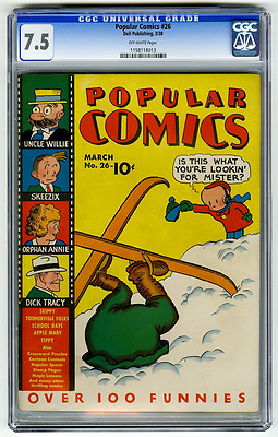 Popular Comics 26 CGC 75 OW Dick Tracy Orphan Annie Dell Golden Age Comic