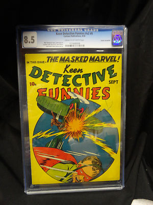 Keen Detective Funnies V2 9 CGC 85 Cosmic Aeroplane Pedigree centaur Golden Age