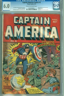 Captain America 2 CGC 60 FN Timely 1941 Classic WWII Hitler Cover