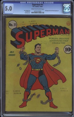 SUPERMAN 11 CGC 50 Unrestored  Classic  BREAKING CHAINS Cover  1941
