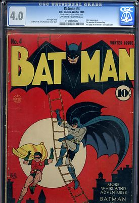 Batman 4 w The Joker DC Comics Winter 1940 OFF WHITE TO WHITE Pages CGC 40