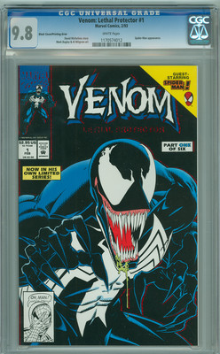 Venom Lethal Protector 1 CGC 98 Near Mint Mint WP Black Cover Error Variant