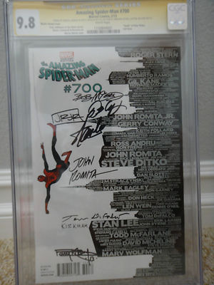 Amazing SpiderMan 700 CGC 98 SS Signed by Stan Lee John Romita Sr  more