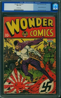 WONDER COMICS 1   CGC 45 Hitler Hirohito Flag  cover SCHOMBURG 1944