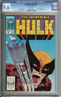 INCREDIBLE HULK 340 CGC 96 WHITE PAGES INCREDIBLE HULK VS WOLVERINE