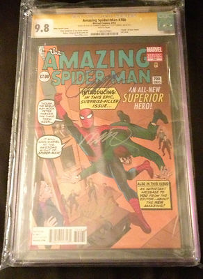 AMAZING SPIDERMAN 700 Ditko Variant Triple Signed LeeRamosCampbell CGC 98