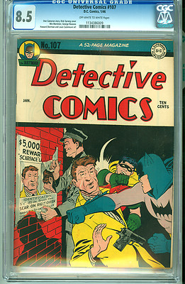 Detective Comics 107 CGC 85 VF OWW DC 1946 Batman High Grade