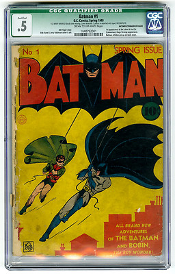 Batman 1 CGC 5 1st Joker  Catwoman App Bob Kane DC Golden Age Comic Detective