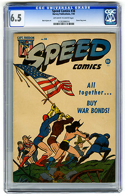 Speed Comics 38 CGC 65 Captain Freedom Classic Flag Cover Harvey Golden Age
