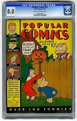 Popular Comics 23 CGC 80 Dick Tracy Orphan Annie Terry Pirates Dell Golden Age