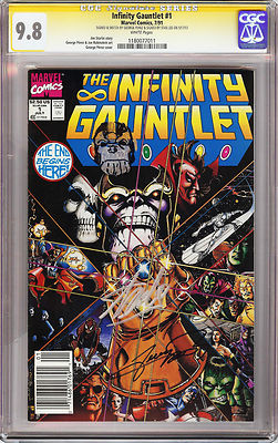 INFINITY GAUNTLET 1 1991 CGC 98 SS Signed x2 Stan Lee  George PerezSketch